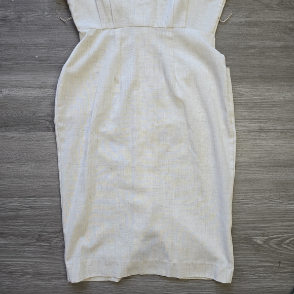 Vintage Algo Cream Midi Flax Blend Dress - Picture 10 of 12